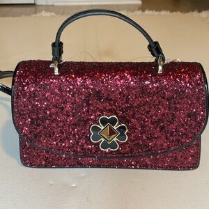 Kate Spade Mini Top Handle Crossbody Blackberry Odette Glitter. NWT.